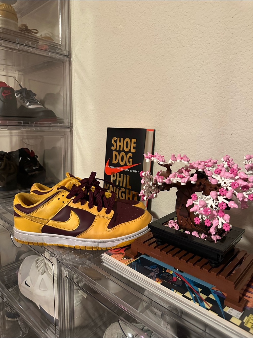 Nike Low-Top Dunks  in Yellow and Burgundy